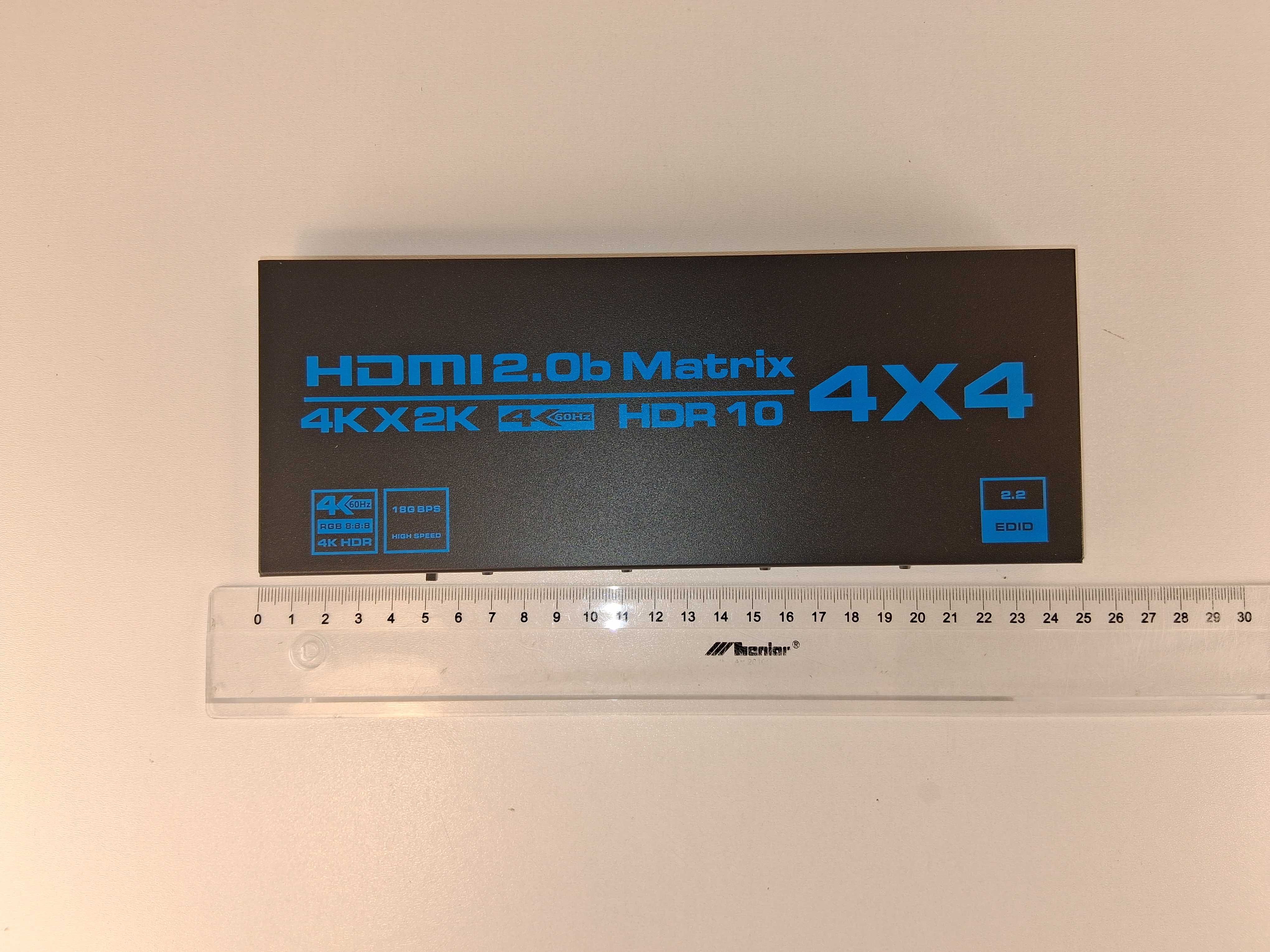E135 HDMI Matrix 4x4 2.0b 4K HDR10 Z Pilotem I Zasilaniem