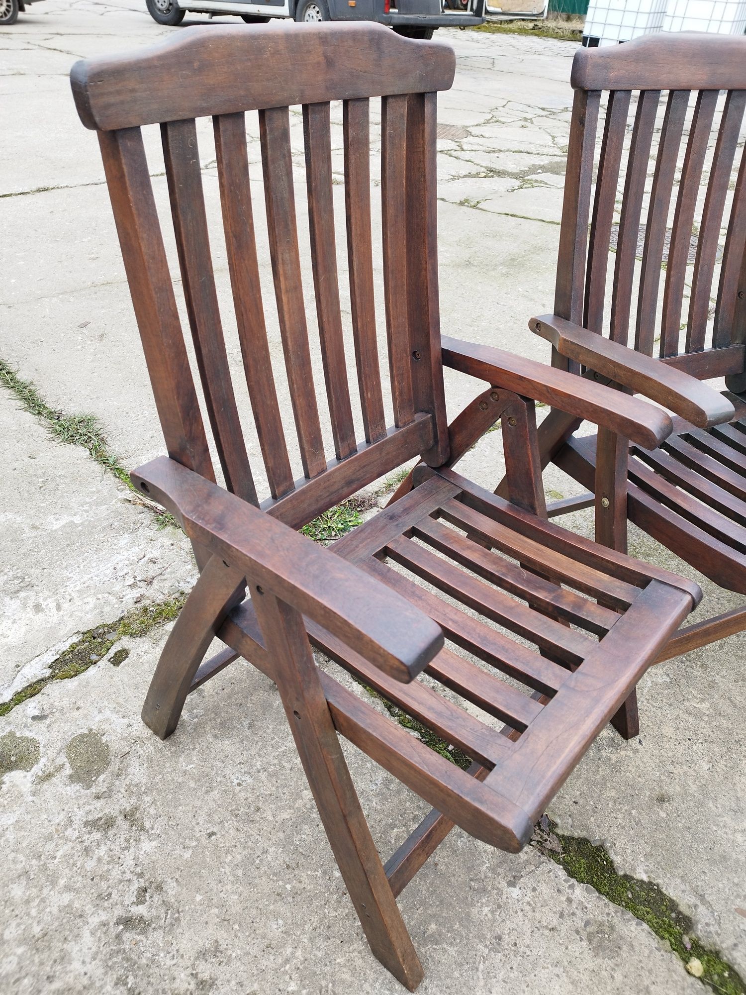 zestaw komplet ogrodowy stół i 5 foteli drewno tekowe Vintage