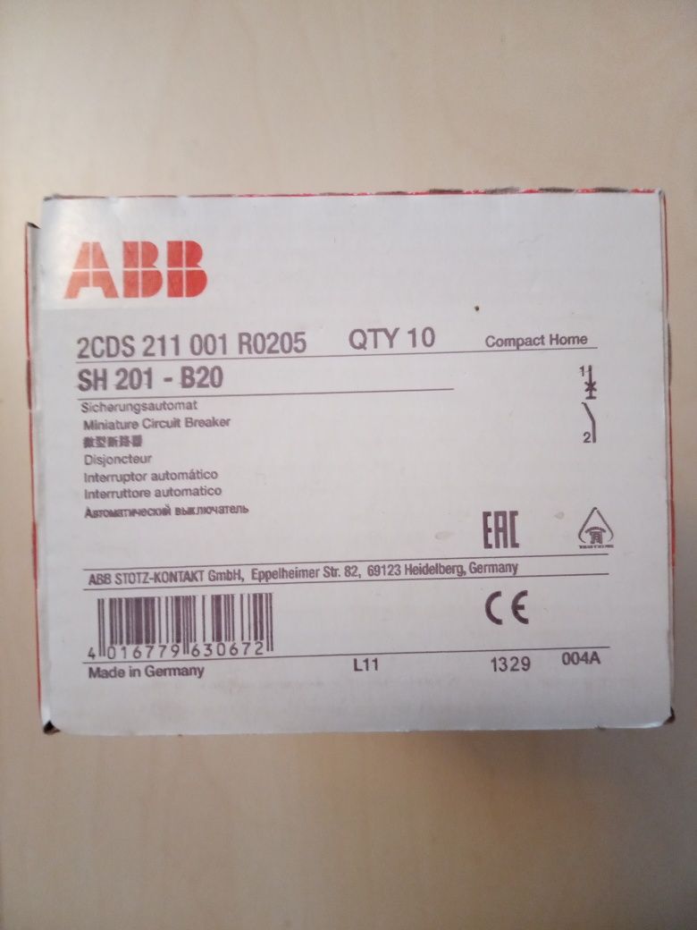 Продам Автоматический выключатель ABB SH201 1p 20А. 2CDS211001R0205