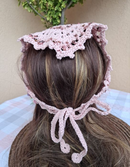 Bandana chustka z cekinami. Bawełna 100%. Nowa . Handmade