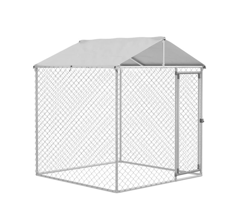 Canil de Exterior aço galvanizado, tela Oxford cor Gris 200x200x237 cm