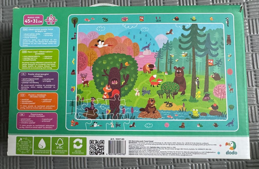 Пазли Dodo 5+ 80 елементів транспорт, звірі