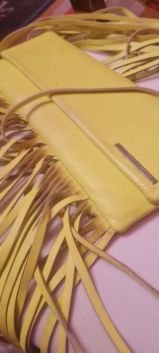 Skorzana limonkowa torebka Simple