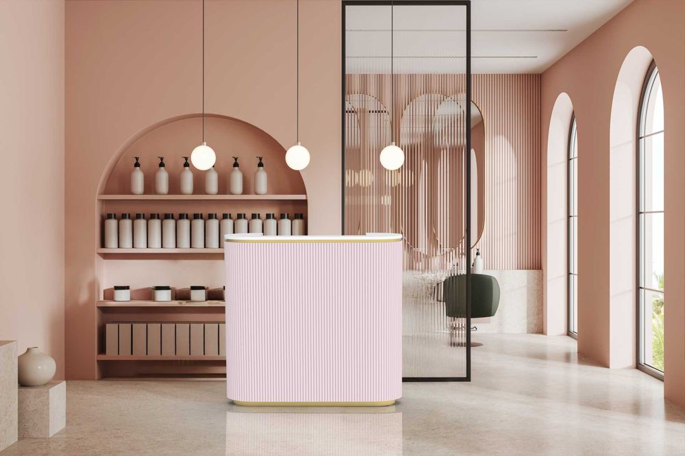 Lada recepcyjna Recepcja Lamele Różowa Złota 120cm