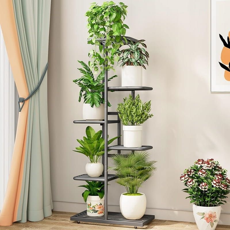 Kwietnik Metalowy Stojak Na Kwiaty Rośliny Regał Stojący 6 Półek 105cm