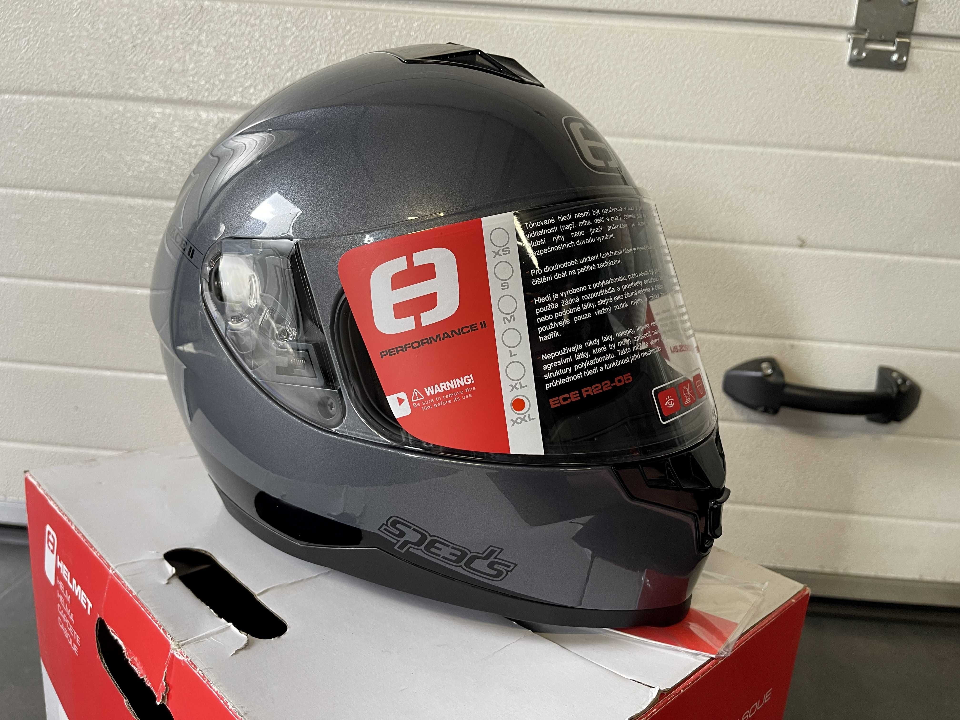 Nowy Kask Motocyklowy SPEED'S RACE II roz. XXL Titanium Uni Glossy