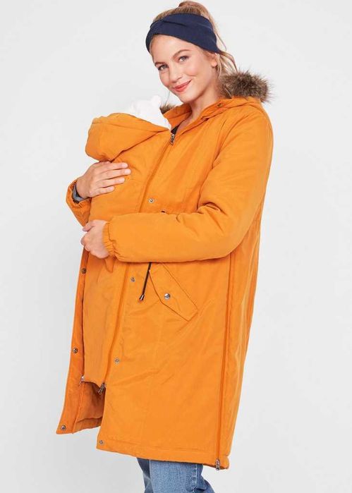 Płaszcz ciążowa z Futerkiem + wstawka dla dzidziusia -ocieplany Zimowy