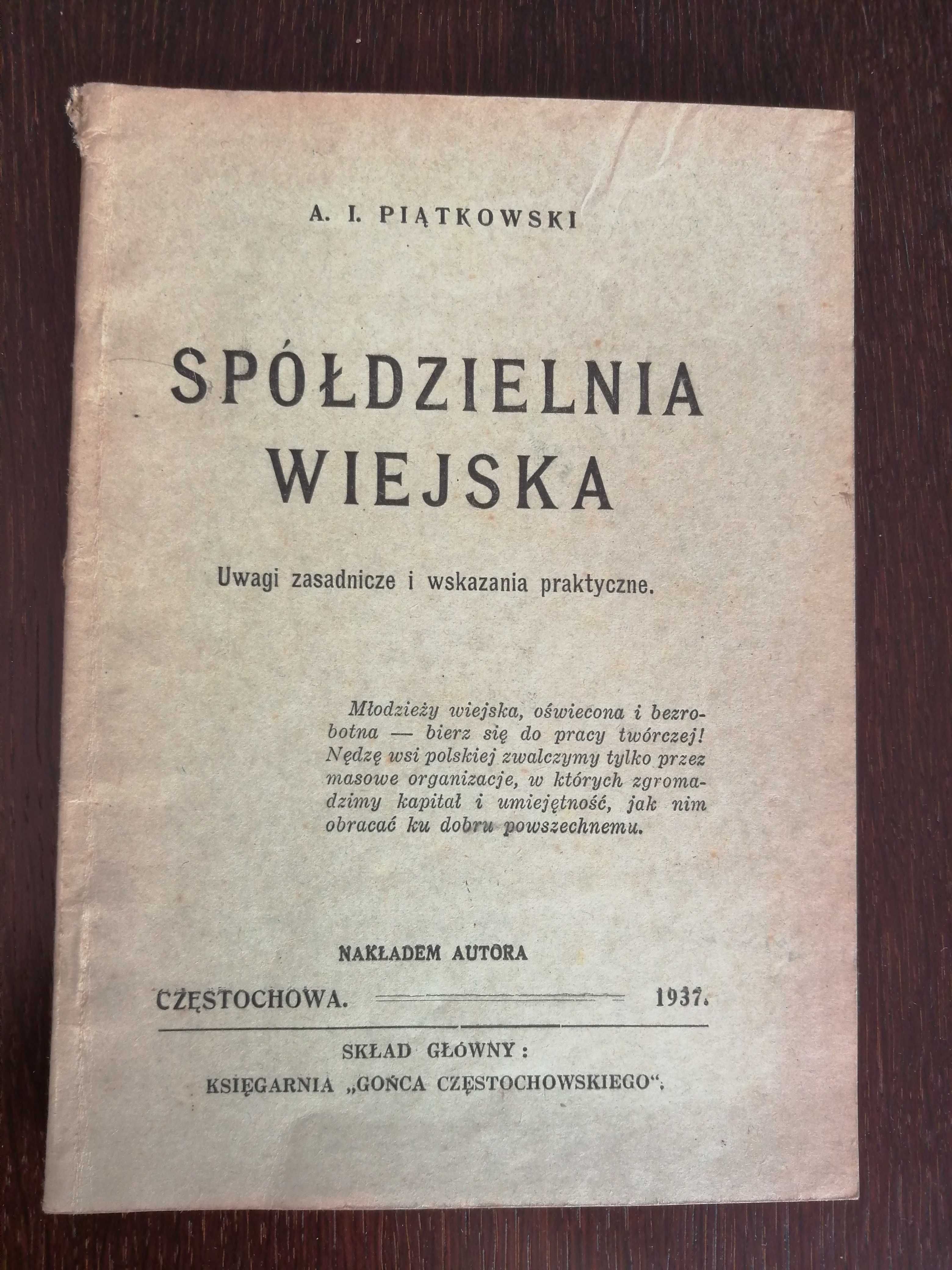 A.I. Piątkowski, Spółdzielnia wiejska, 1937