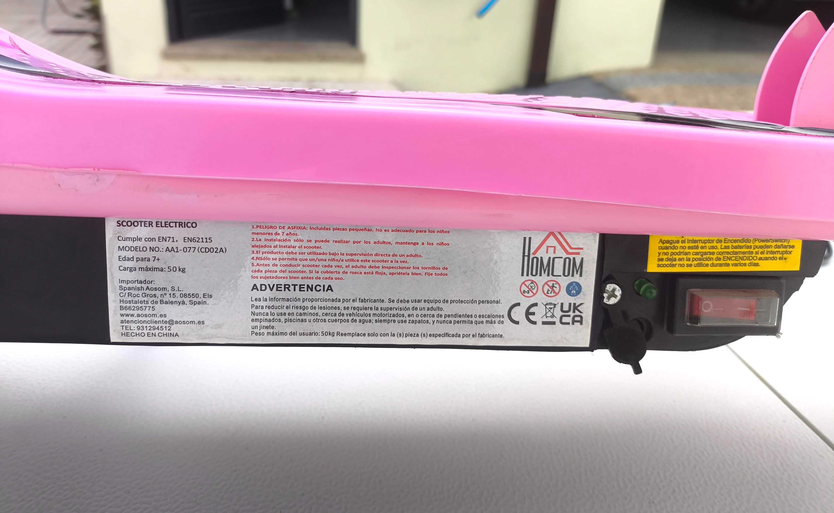 HOMCOM Trotinete Elétrico Dobrável