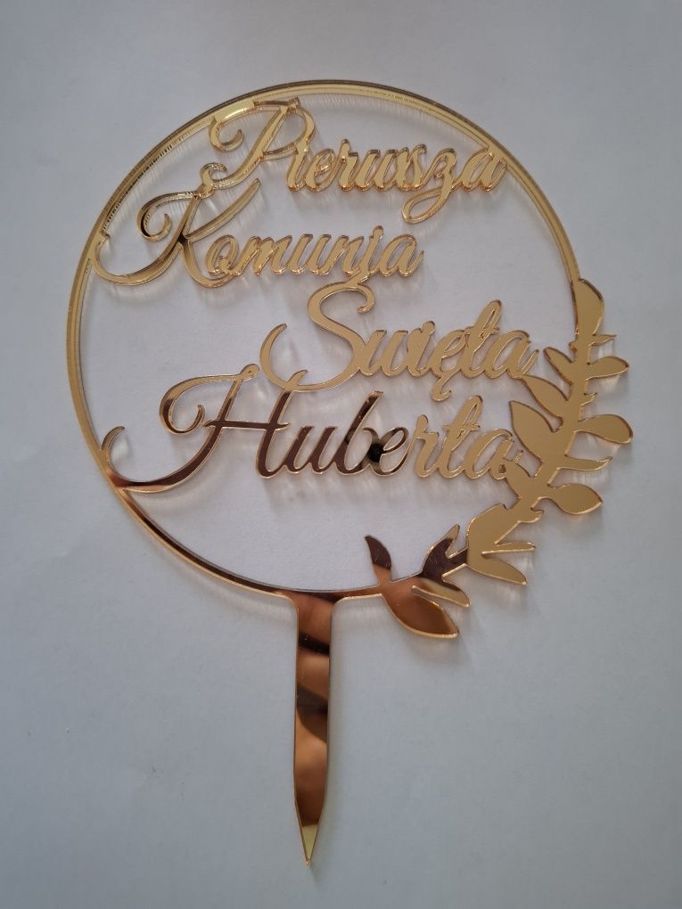 NOWY topper komunijny i dekoracje na bok tortu I KOMUNIA ŚW. HUBERTA
