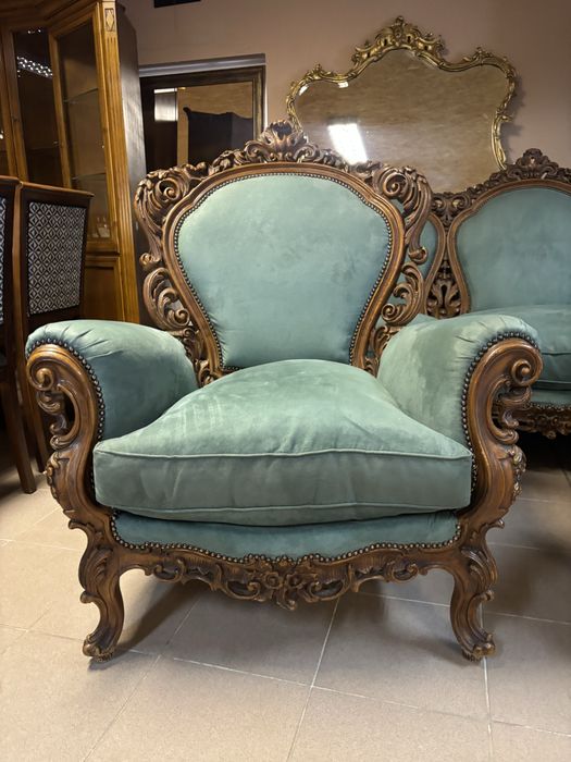 Stylowy komplet wypoczynkowy włoski sofa 2 fotele meble stylowe italy