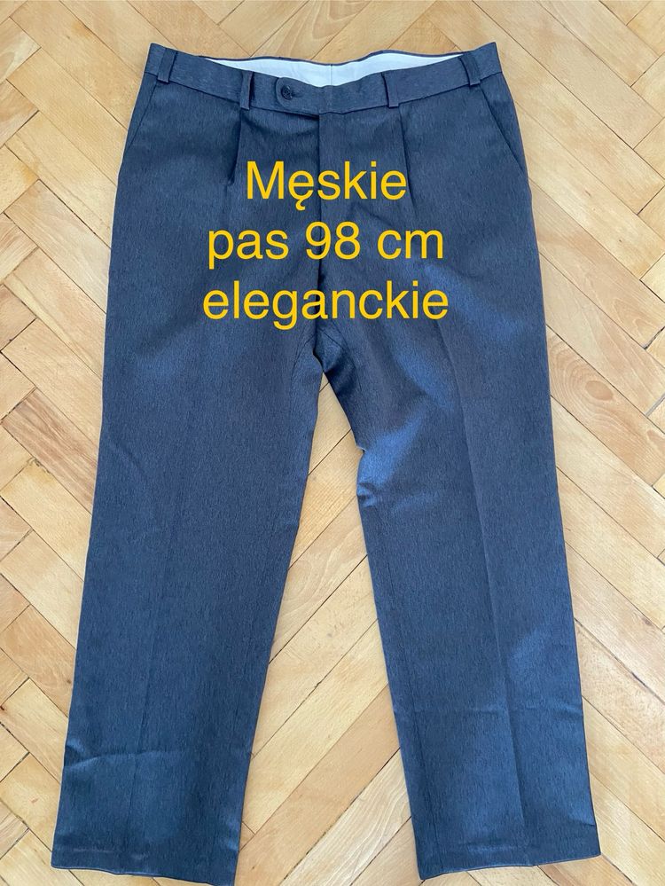 Szare rozm 58 XXXL męskie spodnie garnitur eleganckie kant