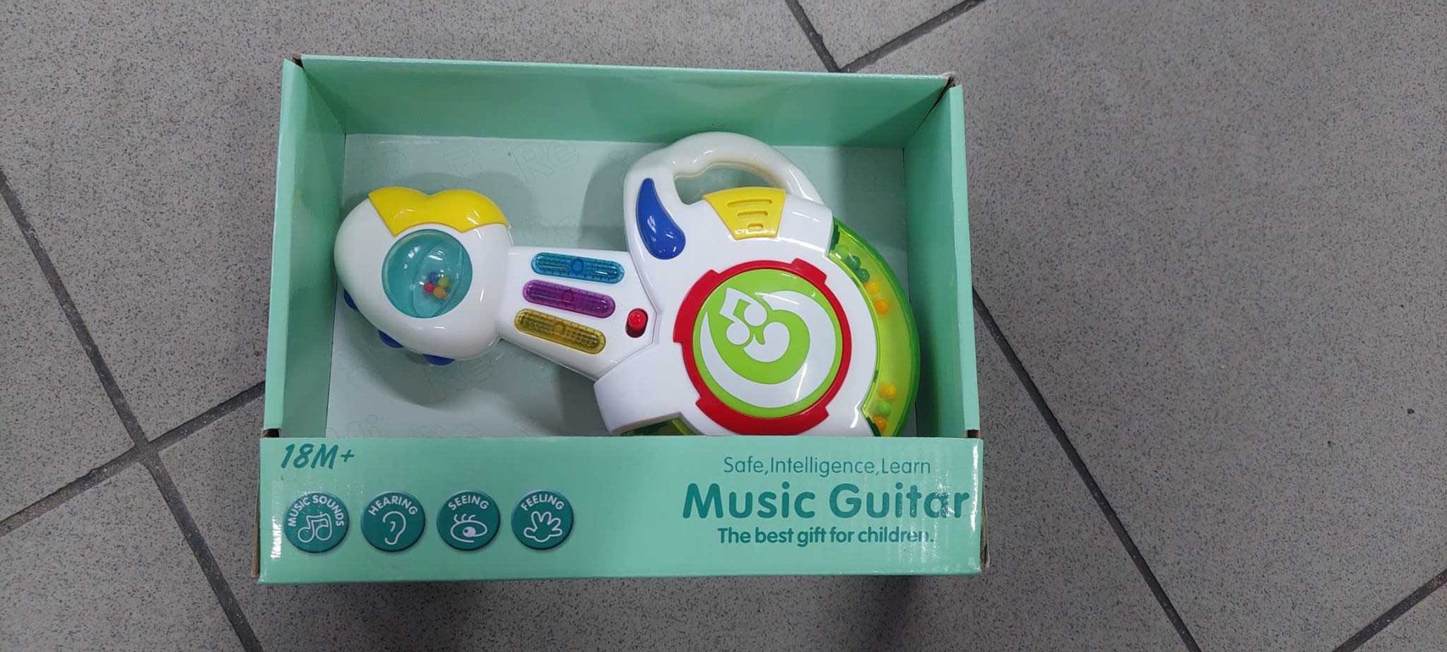 Instrument gitara muzyczna zabawka na baterie z dźwiękami światłem