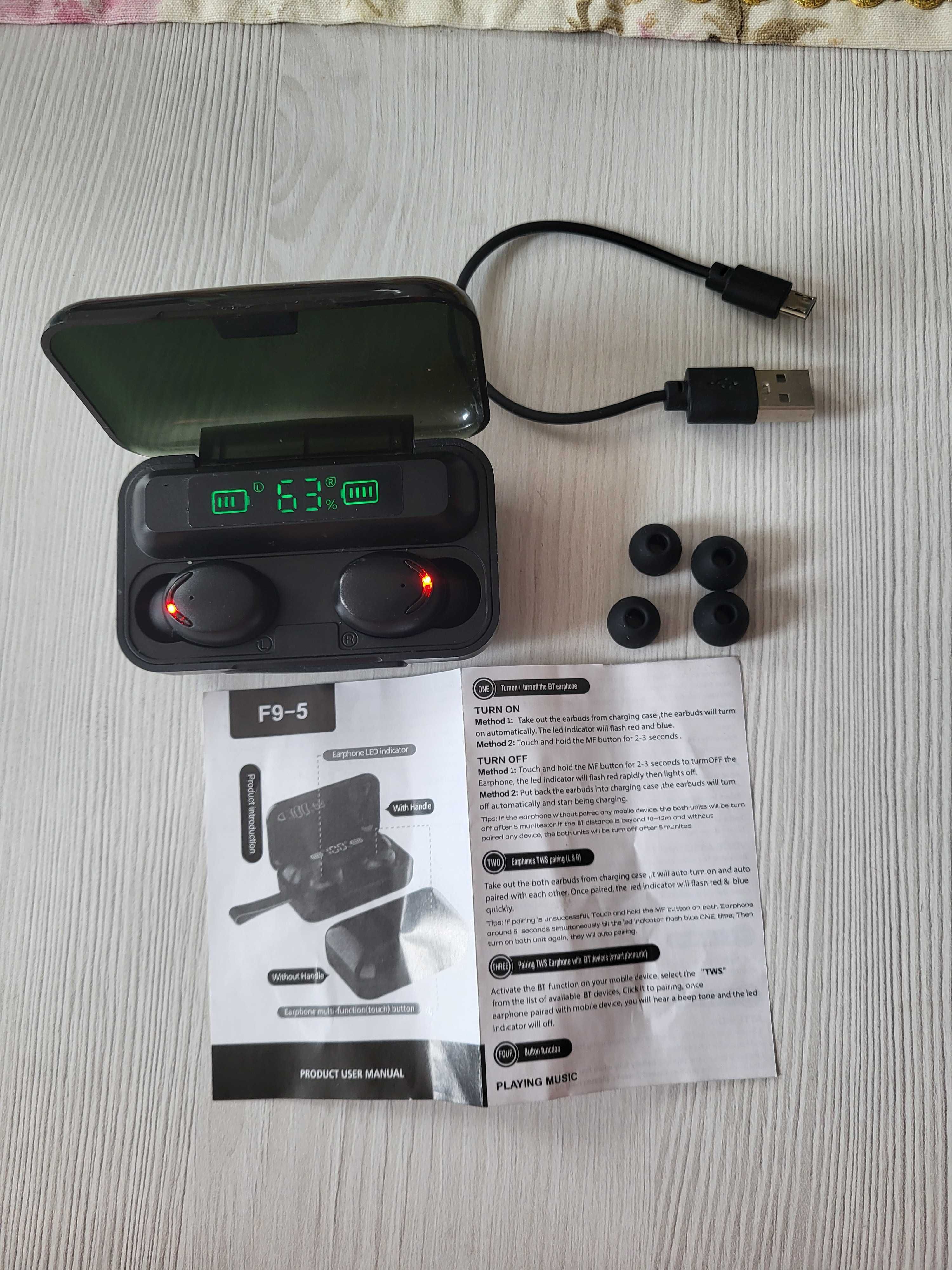Słuchawki bezprzewodowe bluetooth 5.1 powerbank