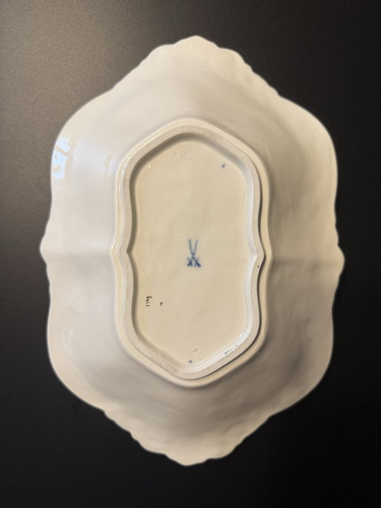 Patera Miśnia / Meissen - 31 cm - kobalt, bogate złocenia