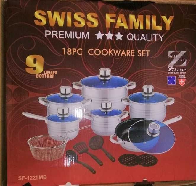 Набор посуды Swiss Family SF-1225MB из нержавеющей стали 18 предметов