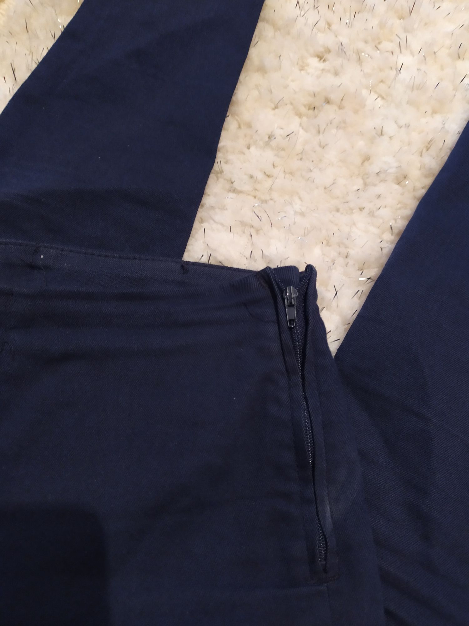 Granatowe spodnie rurki z wysokim stanem XS h&M wysoki stan