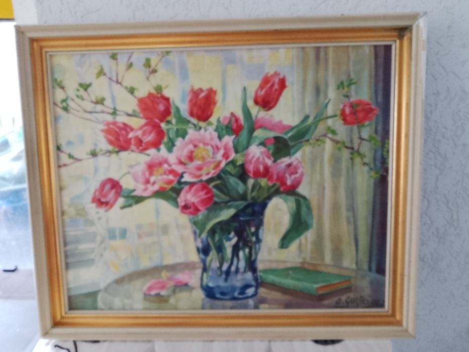Obraz na płotnie 1930 rok  tulipany kwiaty gasteiger