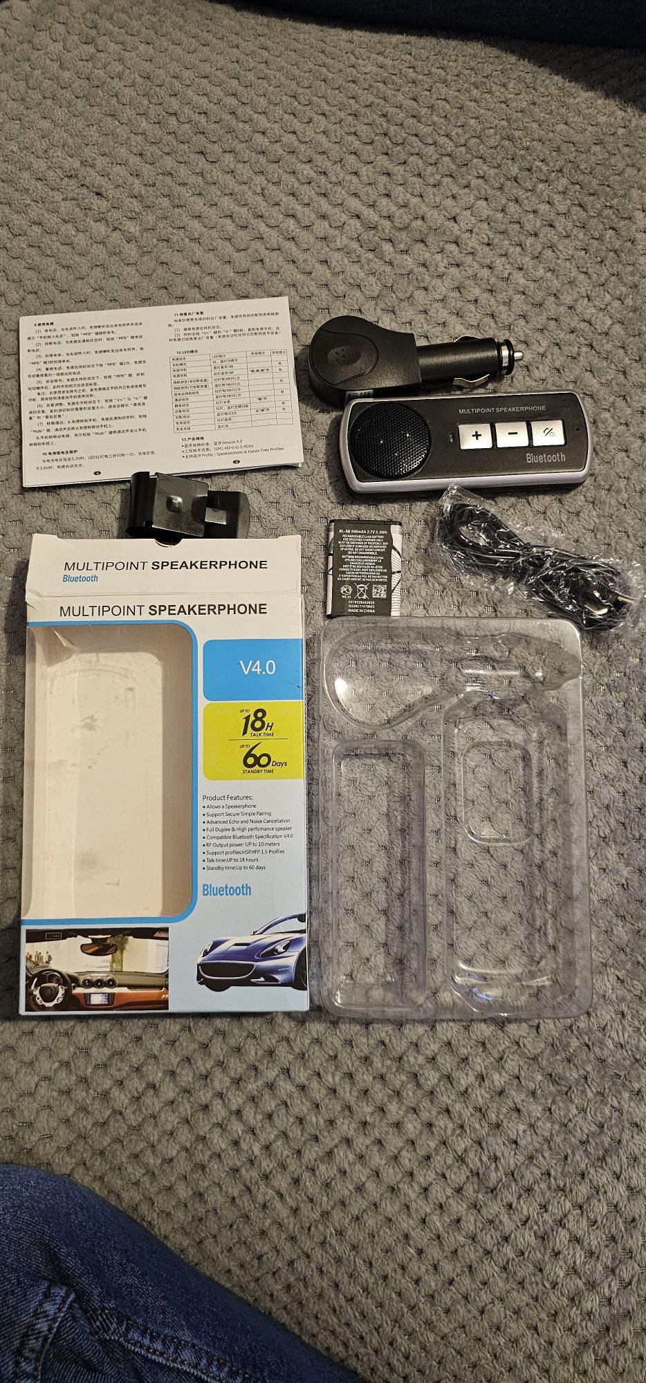 Zestaw Głośnomówiący Bluetooth V 4.0 18h Samochodowy