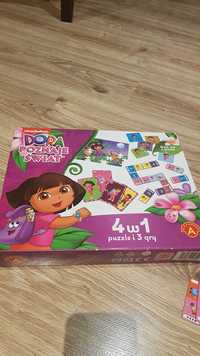 Dora poznaje świat 4 w 1 puzzle i gry 4+