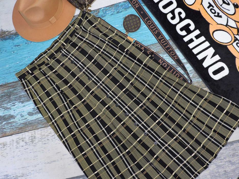 Fashion Rozpinana Spódnica krata guziki wiskoza  r 46