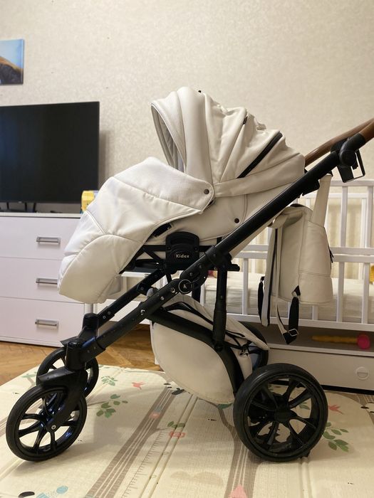 Дитяча Коляска 2 в 1 Kidex K-Style Diamond White Handle Brown