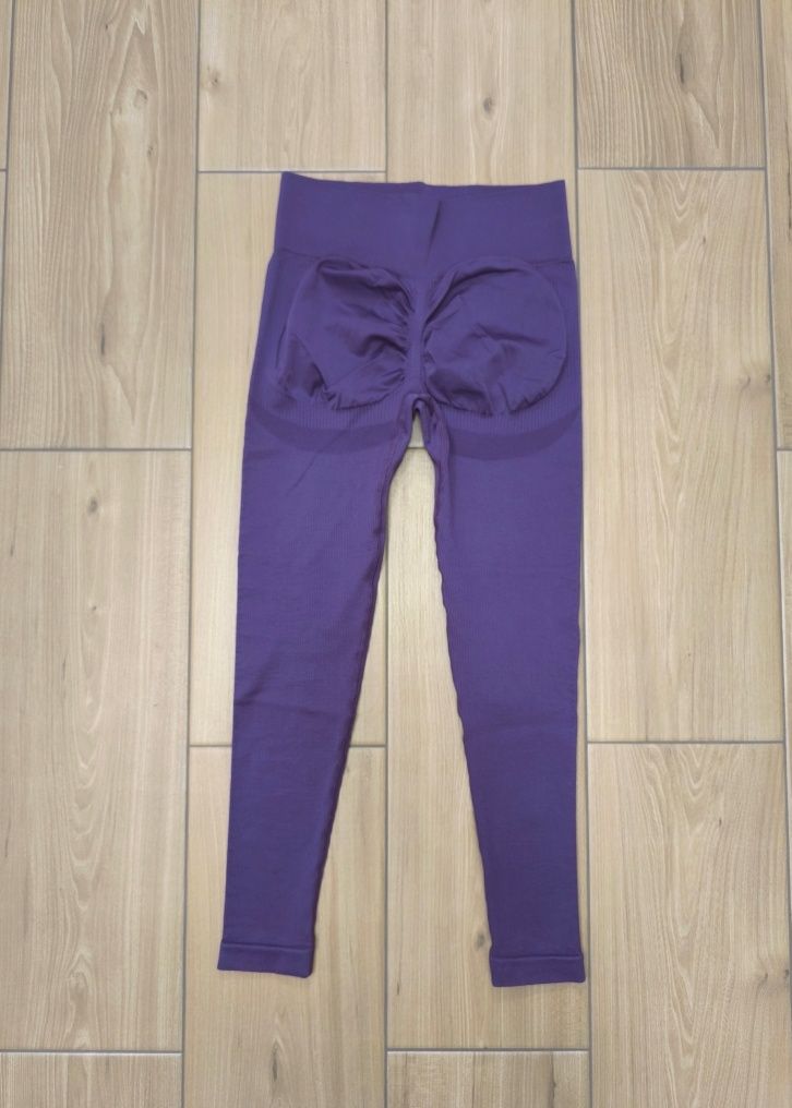 Legginsy prążkowane bezszwowe S/M nowe push up fiolet