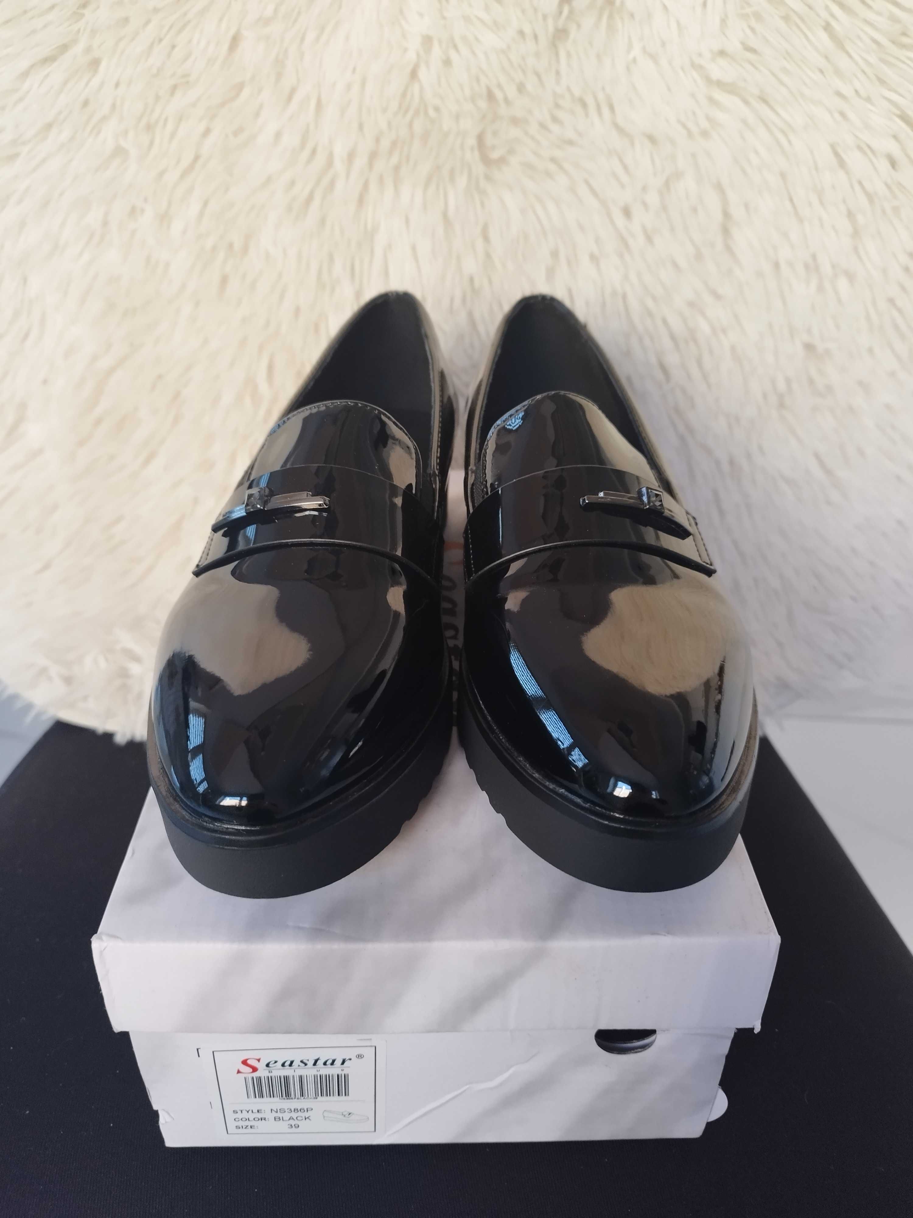 Mokasyny damskie lakierowane 39 NOWE
