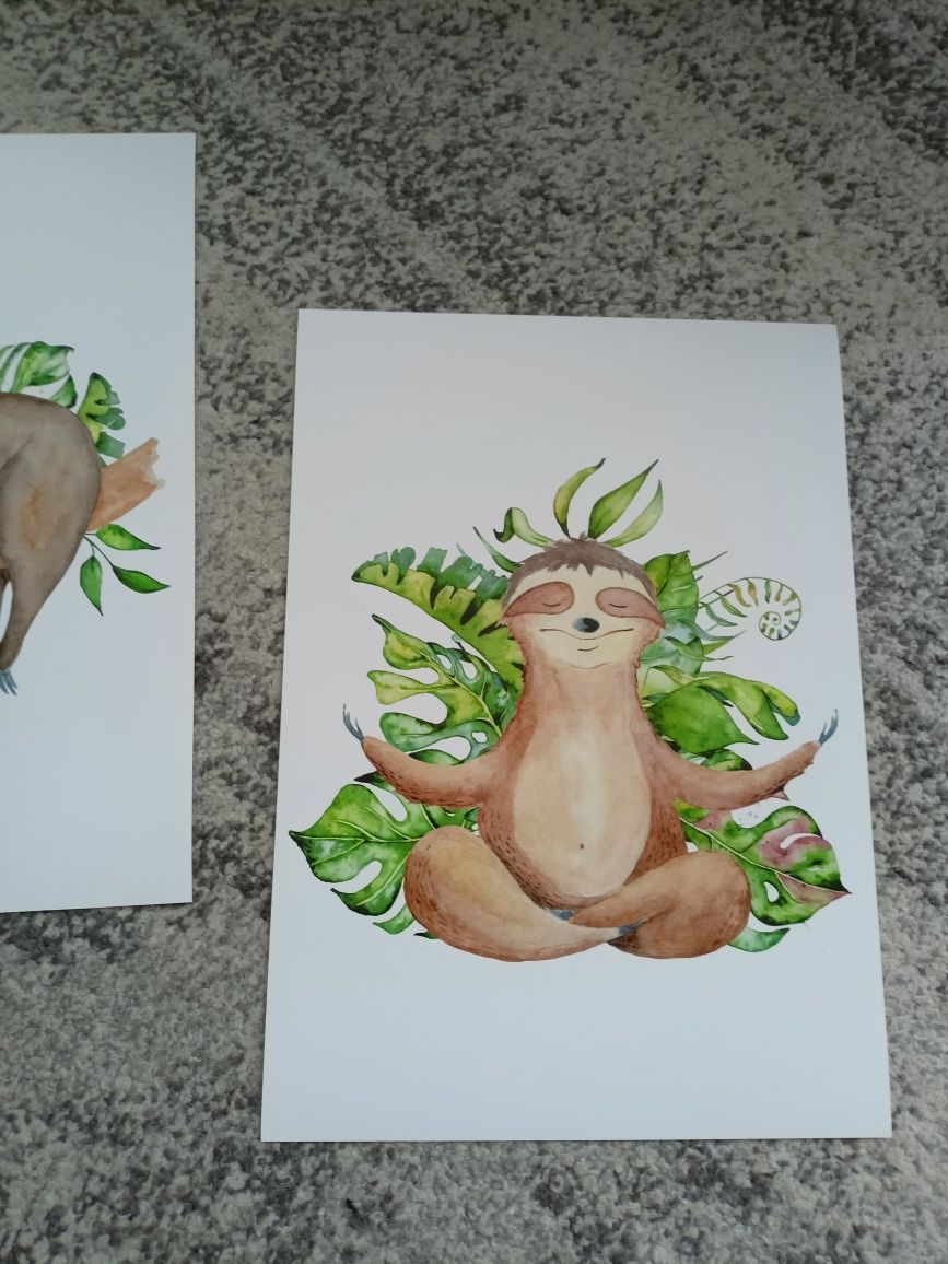 Tryptyk! A3 plakaty do pokoju dziecka! Śmieszne leniwiec