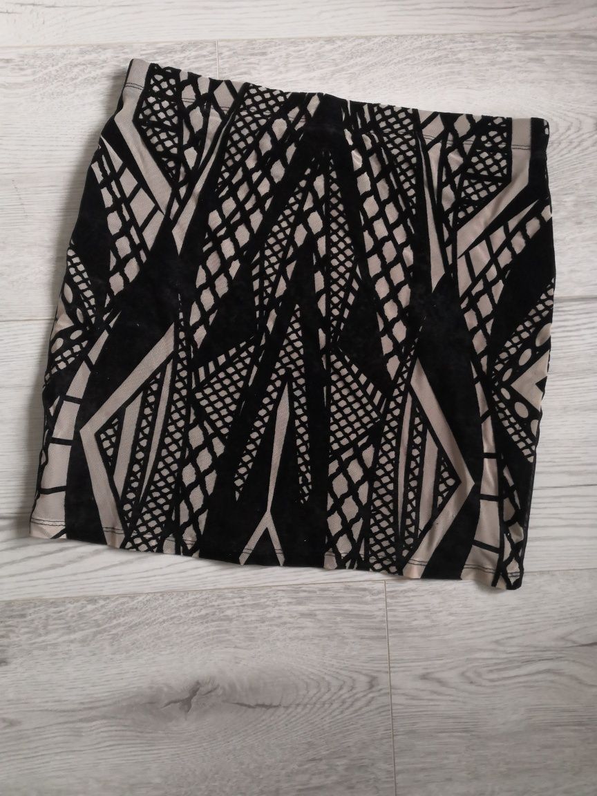 Topshop dopasowana elastyczna spódnica welurowy wzór.