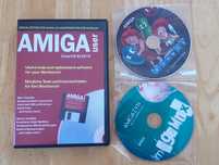 Zestaw plyt CD Amiga User i inne z nalepkami na dyskietki