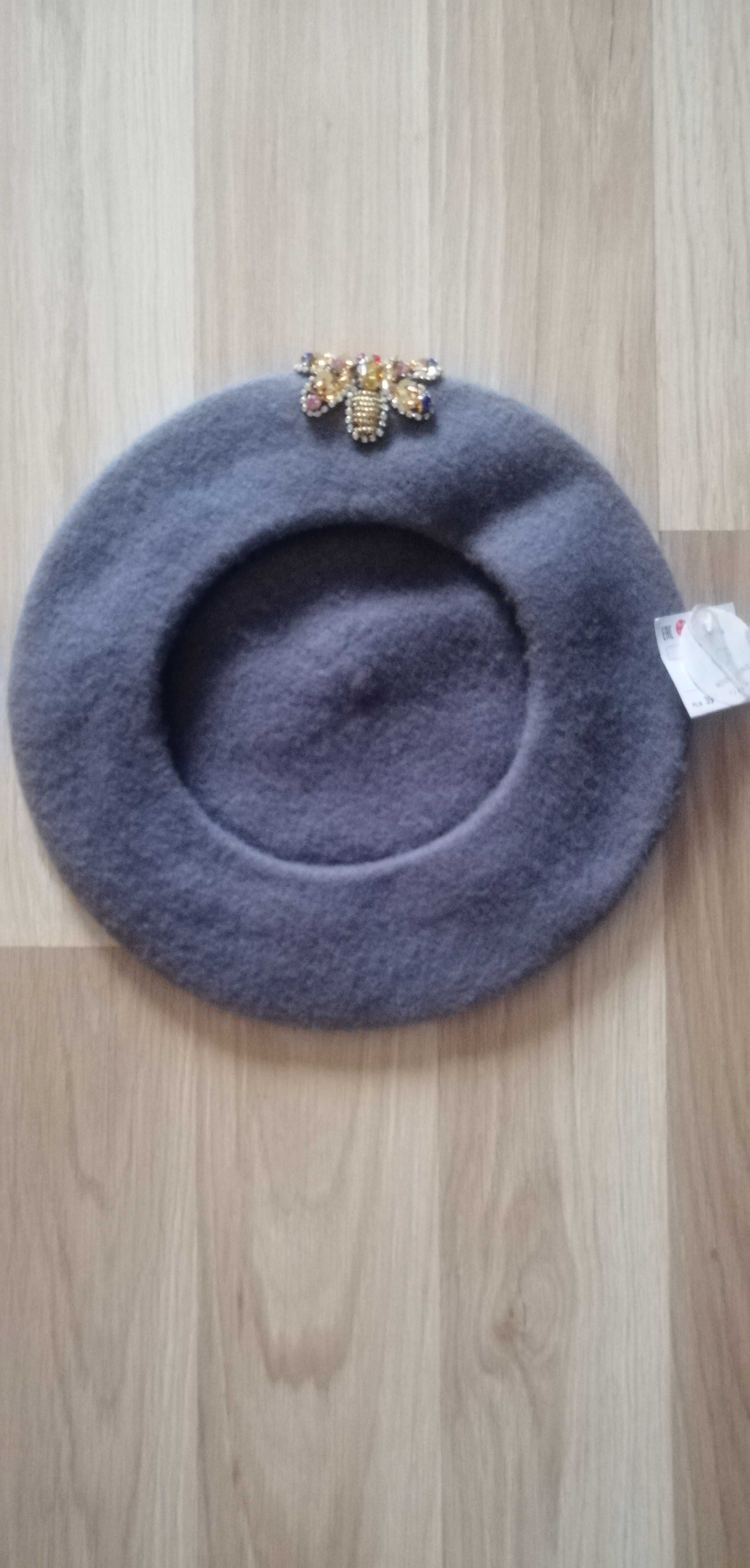 Beret z wełny, nowy