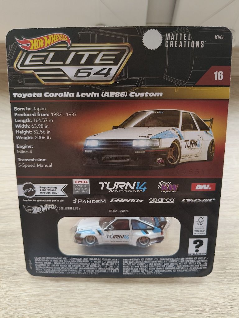 Hot Wheels Elite 64 Toyota Corolla Levin AE86 Custom