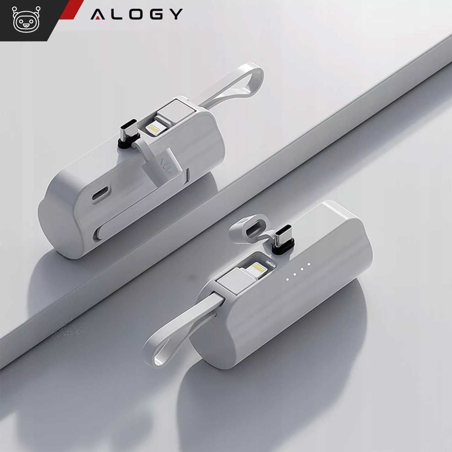 Nowy PowerBank 5000mAh 10.5W Mały Power Bank USB-C + lightning Biały