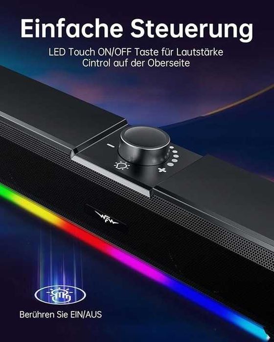 Głośniki komputerowe Bazivve V30 głośniki gamingowe RGB Soundbar