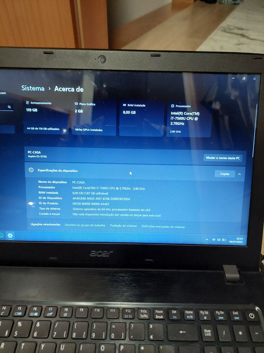 Portátil Acer Aspire