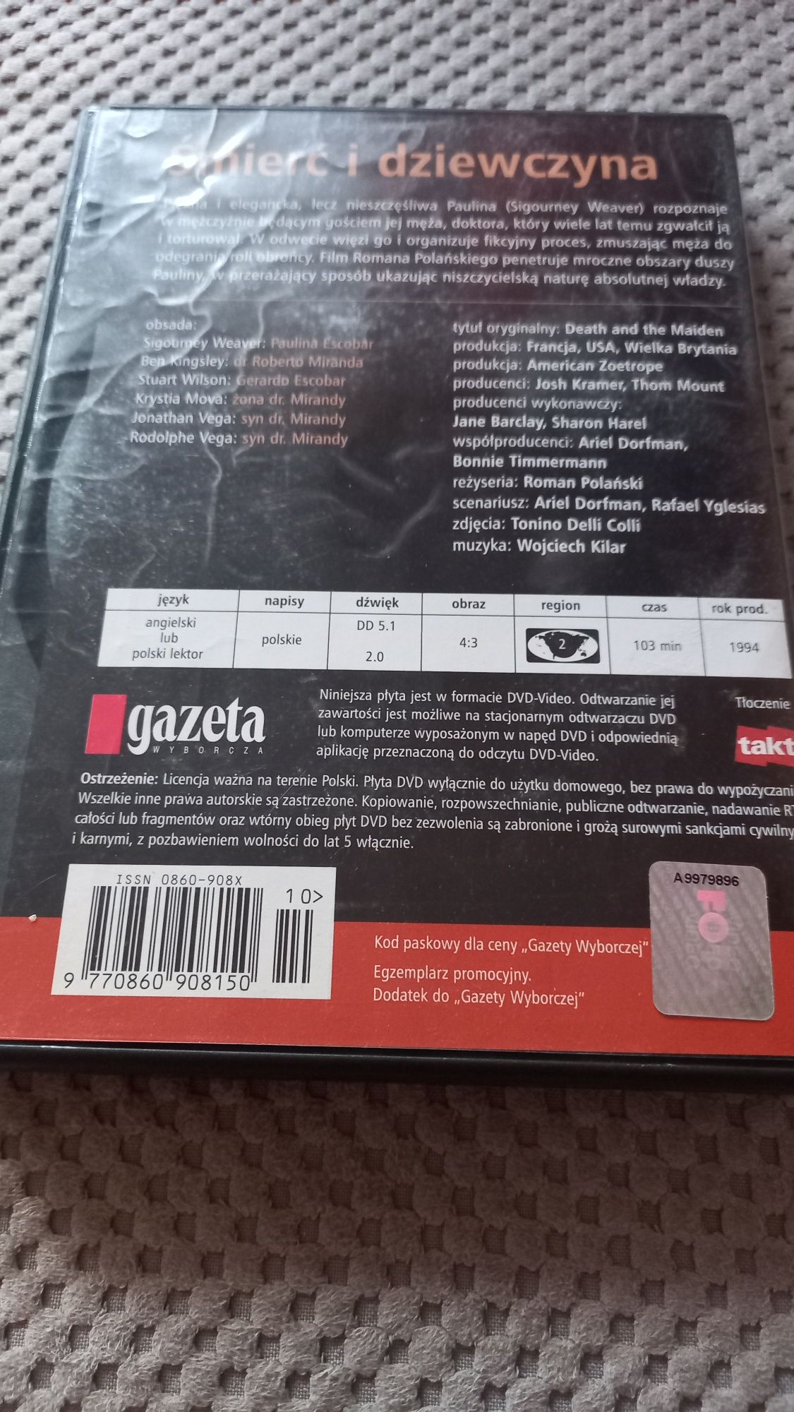 Śmierć i  dziewczyna dvd