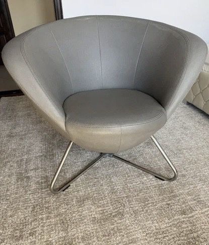 2 sztuki Fotel Only luksusowy szara eko skóra duży rozłożysty chrom