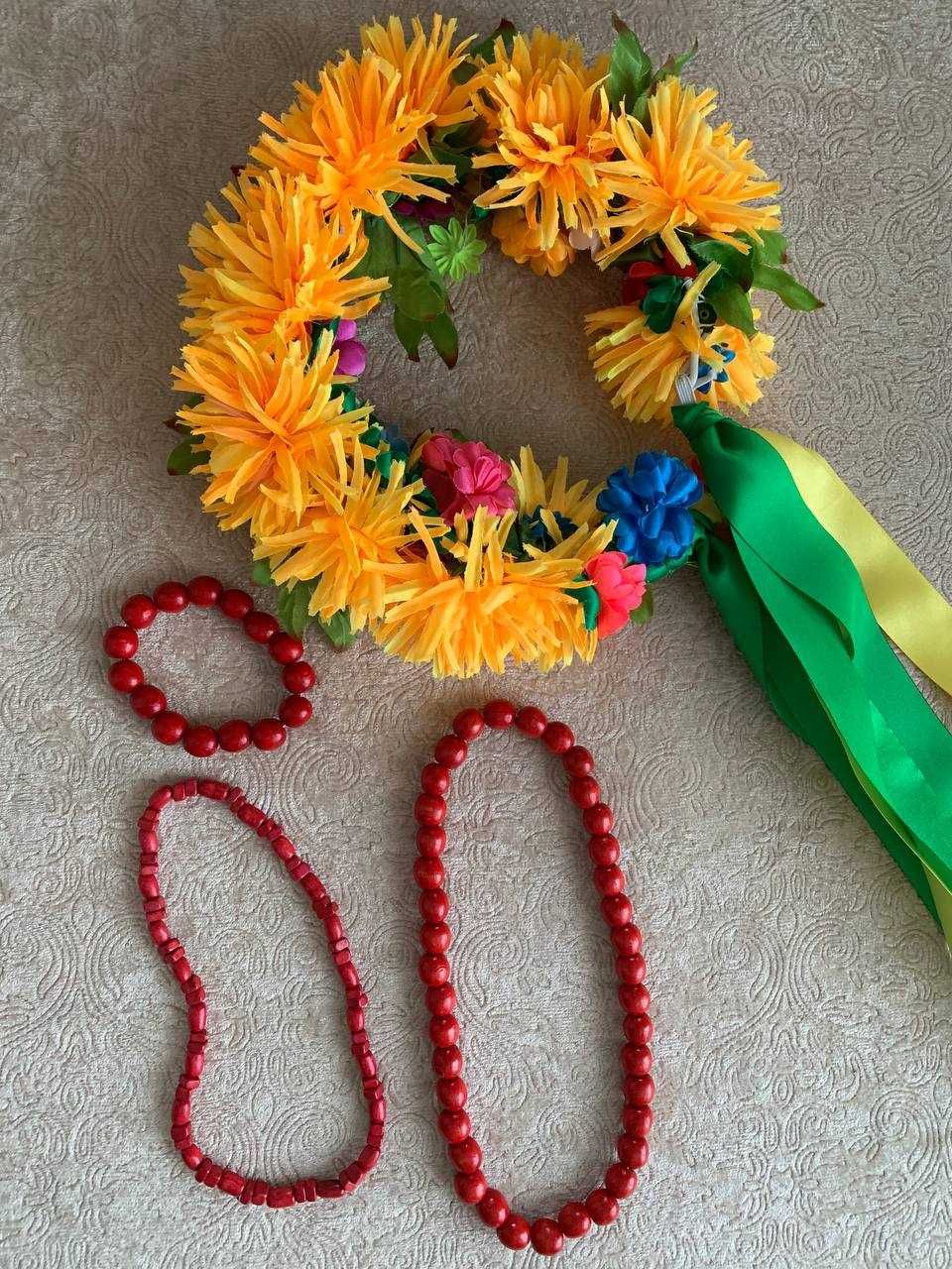 Дитячий вінок з квітами та стрічками handmade