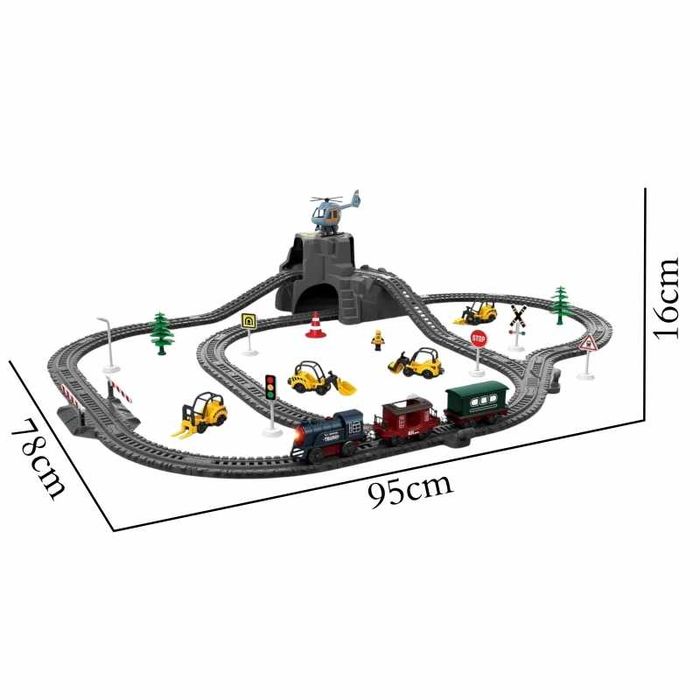 Elektryczna Kolejka Tor Retro Ciuchcia Lokomotywa + 2 Wagony