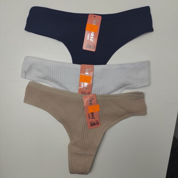Stringi damskie S/M, bawełniane, 3 pary