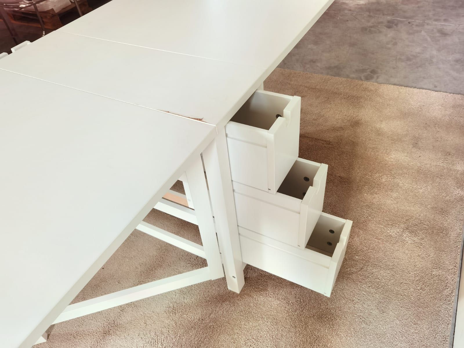 NORDEN Mesa abas rebatív/pernas articul, branco, 26/89/152x80 cm