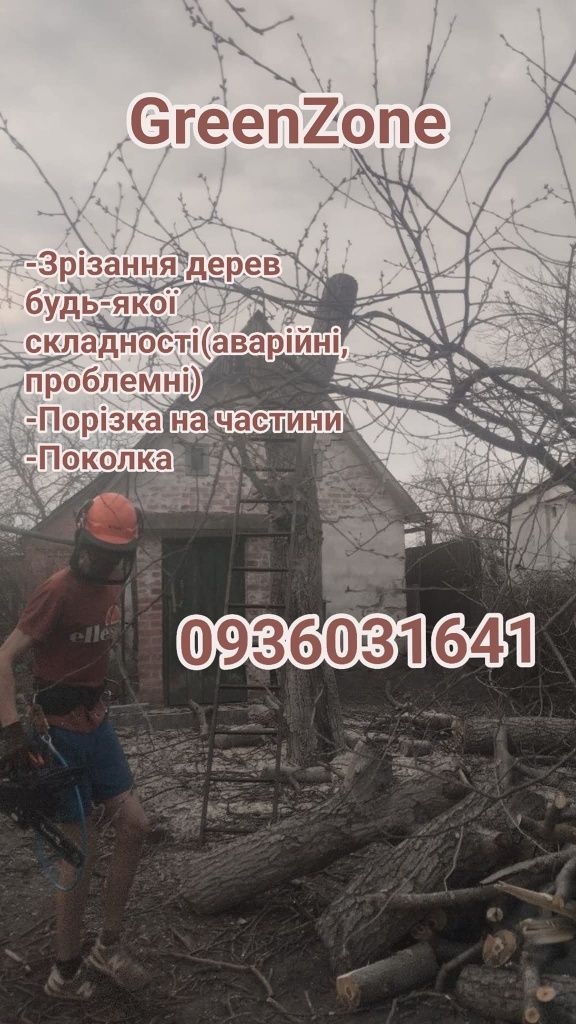 Покос трави зрізання дерев вивіз сміття демонтаж