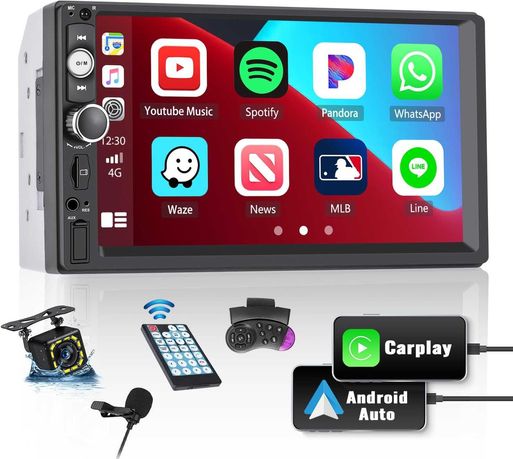 Radio samochodowe CAMECHO 2 Din z Carplay Android Auto, 7 cali