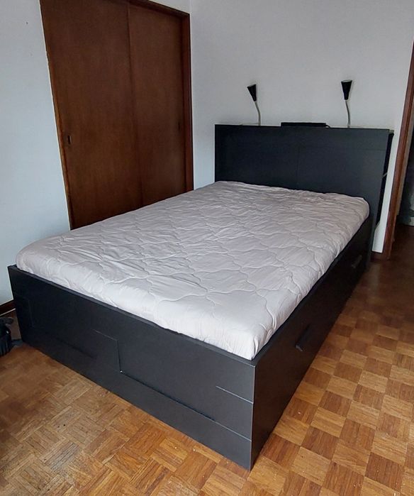 Estrutura Cama casal Brimnes IKEA Preta, sem colchão