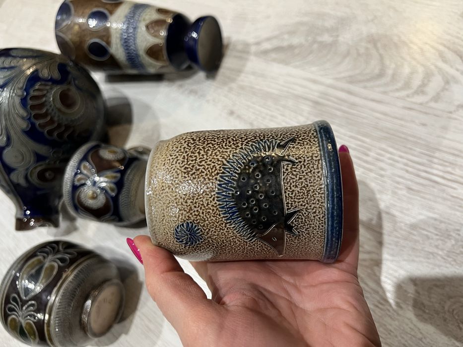 Handarbeit talerze ozdobne kubki wazon dzban 1971 vintage omplet