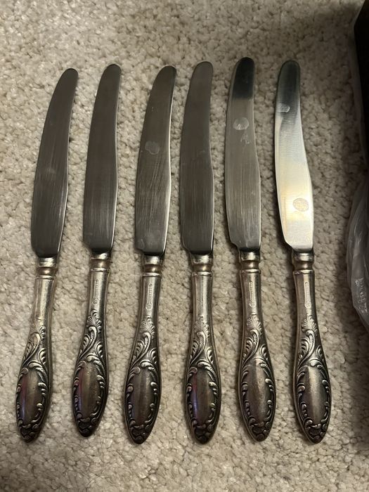 Sztućce rosyjskie radzieckie CCCP z pudełkiem chyba posrebrzane