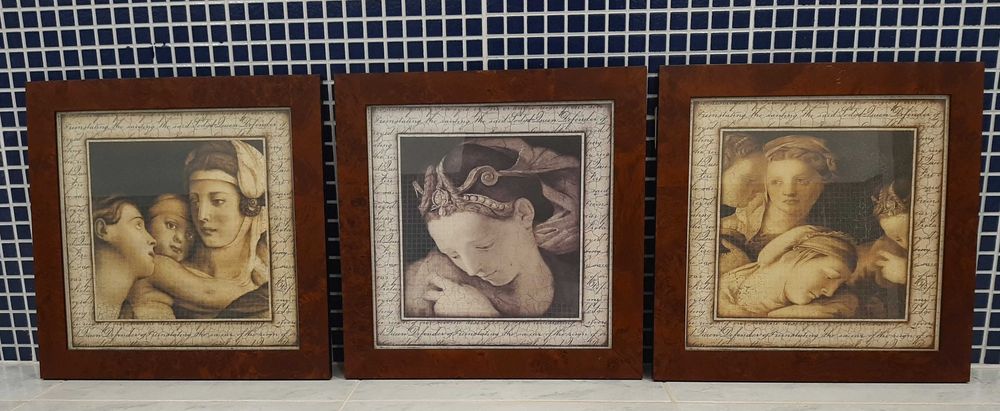 Conjunto de Quadros clássicos com moldura em madeira