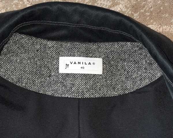 Żakiet marynarka wełna rozm. M/L melanż ciemnoszary - stan doskonały