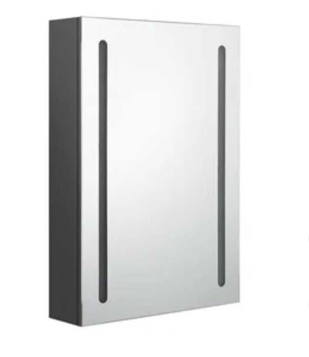 łazienkowa z lustrem i LED, szara, 50x13x70 cm